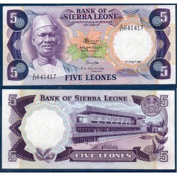 Sierra Leone Pick N°7g, Spl Billet de banque de 5 leones 1985