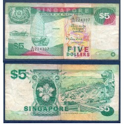 Singapour Pick N°35, TTB Billet de banque de 5 Dollars 1997