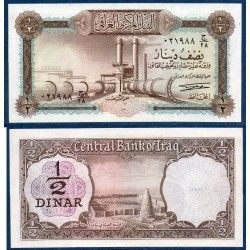 Irak Pick N°57 billet de banque de 1/2 Dinar 1969