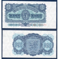 Tchécoslovaquie Pick N°79b, Billet de banque de 3 Koruny 1953