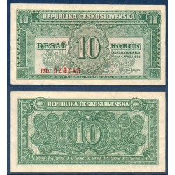 Tchécoslovaquie Pick N°69a, TTB Billet de banque de 10 Korun 1945