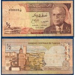 Tunisie Pick N°66a, B Billet de banque de 1/2 Dinar 1972