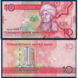Turkménistan Pick N°24, Billet de banque de banque de 10 Manat 2009
