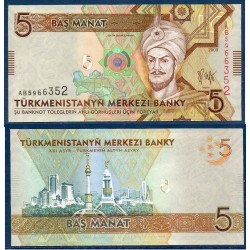 Turkménistan Pick N°23, Billet de banque de banque de 5 Manat 2009
