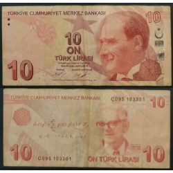 Turquie Pick N°223c, TB Billet de banque de 10 Lira 2009