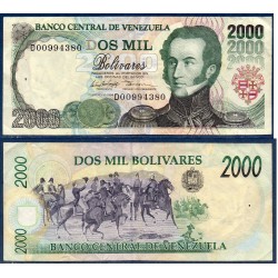 Venezuela Pick N°77b, TTB Billet de banque de 2000 Bolivares 10.2.1998