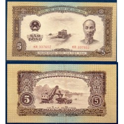 Viet-Nam Nord Pick N°73a, Billet de banque de 5 Dong 1958