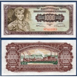 Yougoslavie Pick N°71b, neuf Billet de banque de 1000 Dinara 1955
