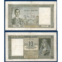Yougoslavie Pick N°35, TB- Billet de banque de 10 Dinara 1939