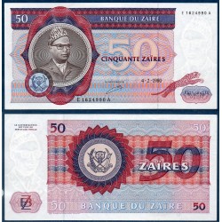 Zaire Pick N°25a, Billet de banque de 50 Zaires 1980