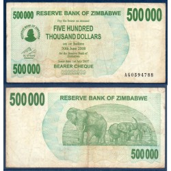 Zimbabwe Pick N°51, TB Billet de banque de 500000 Dollars 2007