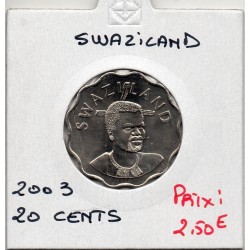 Swaziland 20 cents 2003 FDC, KM 50 pièce de monnaie