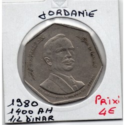 Jordanie 1/2 Dinar 1400 AH - 1980 TTB, KM 42 pièce de monnaie
