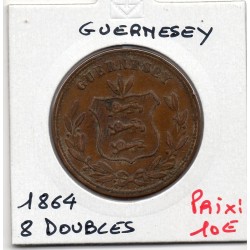 Guernesey 8 Doubles 1864 TTB, KM 7 pièce de monnaie