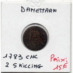 Danemark 2 skilling 1783 TB, KM 631 pièce de monnaie