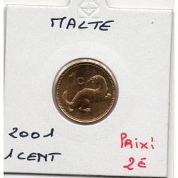 Malte 1 cent 2001 FDC, KM 93 pièce de monnaie