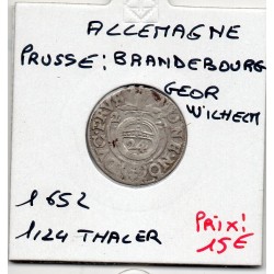 brandebourg-Prusse 1/24 Thaler 1652 TTB KM 56.5 pièce de monnaie