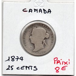 Canada 25 cents 1874 B, KM 5 pièce de monnaie
