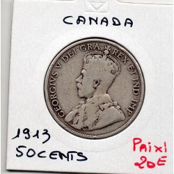 Canada 50 cents 1913 B+, KM 45 pièce de monnaie