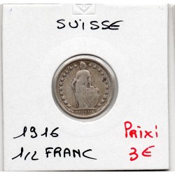 Suisse 1/2 franc 1916 TB, KM 23 pièce de monnaie
