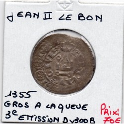 Gros à la queue 3eme emission Jean II (1355) pièce de monnaie royale