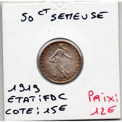 50 centimes Semeuse Argent 1919 FDC, France pièce de monnaie