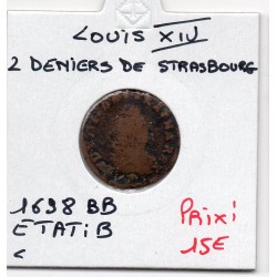 2 deniers de Strasbourg 1698 BB Louis XIV pièce de monnaie royale
