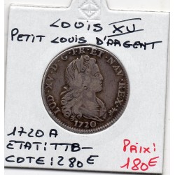 Petit Louis d'argent 1720 A Paris Louis XV pièce de monnaie royale