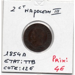 2 centimes Napoléon III tête nue 1854 A Paris TTB, France pièce de monnaie