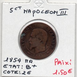 5 centimes Napoléon III tête nue 1854 MA Marseille B+, France pièce de monnaie