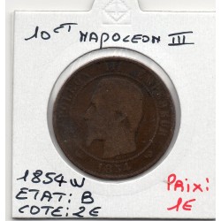 10 centimes Napoléon III tête nue 1854 W Lille B, France pièce de monnaie