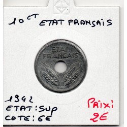 10 centimes état Français 1942 Sup, France pièce de monnaie