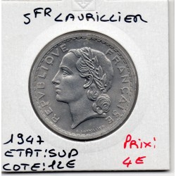 5 francs Lavrillier 1947 Sup, France pièce de monnaie