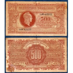 500 Francs Marianne TB- 1945 série M Billet du trésor Central