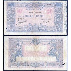 1000 Francs Bleu et Rose B- 8.10.1923 Billet de la banque de France