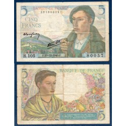 5 Francs Berger TB 23.12.1943 Billet de la banque de France