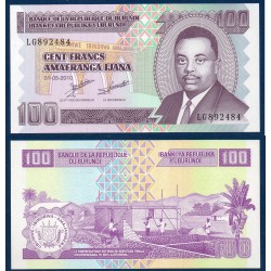 Burundi Pick N°44a, Billet de banque de 100 Francs 2010
