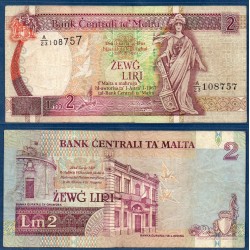 Malte Pick N°41, TB Billet de banque de 2 Liri 1989