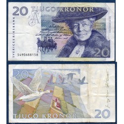 Suède Pick N°61b, TTB Billet de banque de 20 Kronor 1994-1995