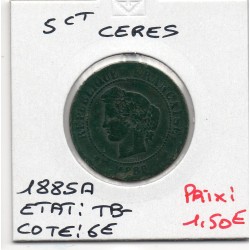 5 centimes Cérès 1885 TB-, France pièce de monnaie