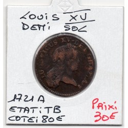 Demi Sol au buste enfantin 1721 A Paris Louis XV pièce de monnaie royale