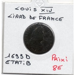 Liard de France 1693 D Lyon Louis XIV pièce de monnaie royale