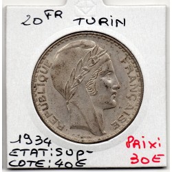 20 francs Turin 1934 Sup-, France pièce de monnaie