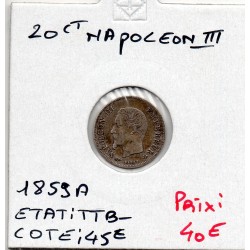 20 centimes Napoléon III tête nue 1859 A Paris TTB-, France pièce de monnaie