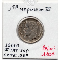 1 franc Napoléon III tête laurée 1866 A Paris Sup, France pièce de monnaie
