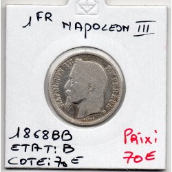 1 franc Napoléon III tête laurée 1868 grand BB Strasbourg B, France pièce de monnaie