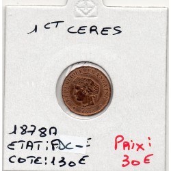 1 centime Cérès 1878 A FDC-, France pièce de monnaie