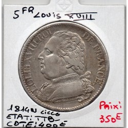 5 francs Louis XVIII 1814 W Lille TTB-, France pièce de monnaie