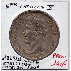 5 francs Charles X 1828 W Lille TTB+, France pièce de monnaie