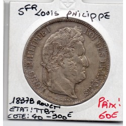 5 francs Louis Philippe 1837 B Rouen TTB+, France pièce de monnaie